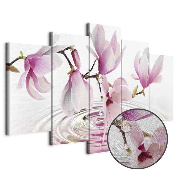 Quadro - Magnolias over Water (5 Parts) Wide Pink