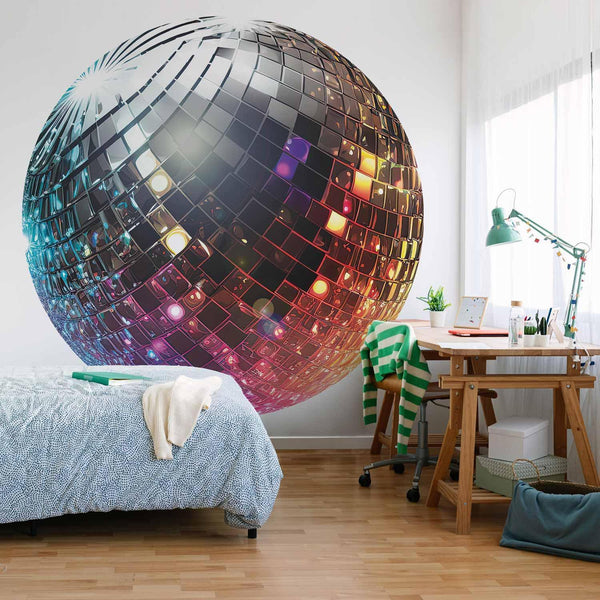 Carta da parati rotonda - Silver disco ball