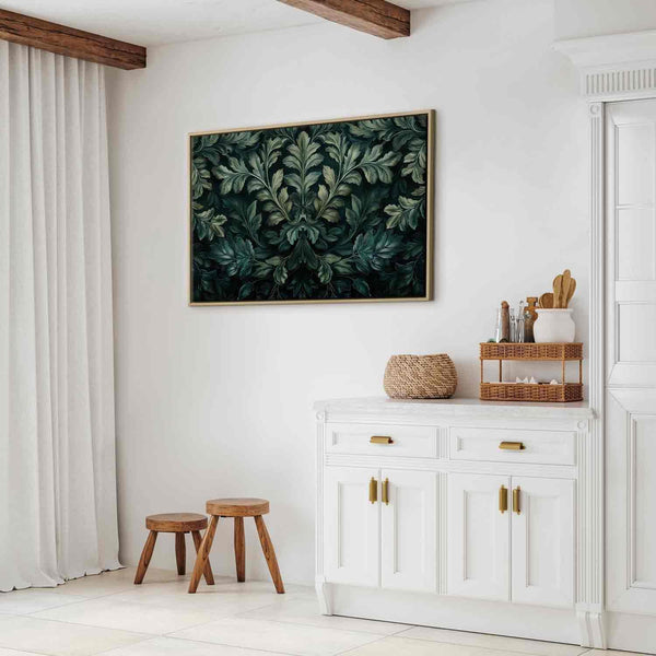 Quadro - Dark Green Victorian Leaves: Botanical Carved Composition