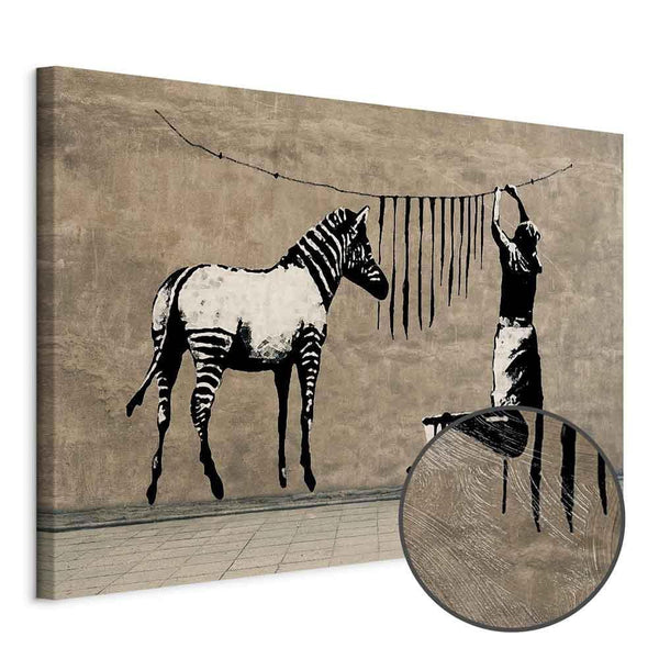 Quadro - Banksy: Washing Zebra on Concrete (1 Part) Wide