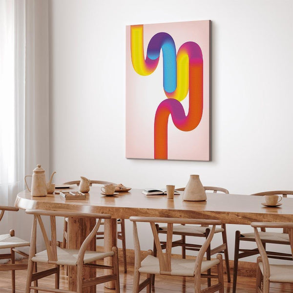 Quadro - Colorful Turns - Dynamic Composition in Shades of Yellow Pink and Blue
