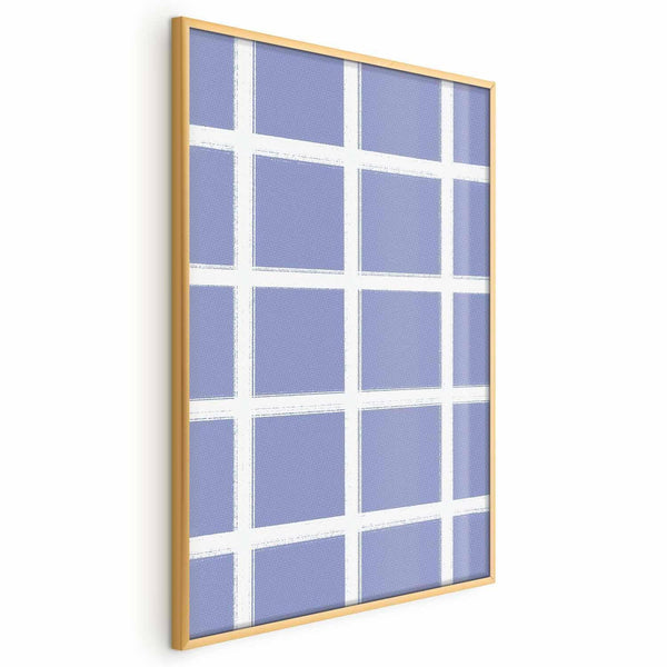 Poster - White Lines - a grid with large gaps on a blue background