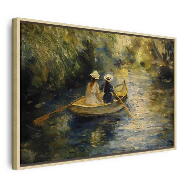 Quadro - Boat crossing - painting of two women sailing a boat on a river