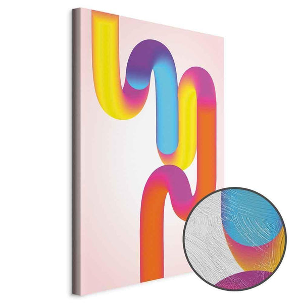 Quadro - Colorful Turns - Dynamic Composition in Shades of Yellow Pink and Blue