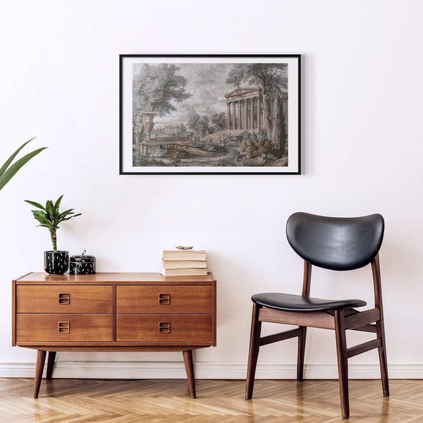 Poster - Temple on the Hill - Greek Architecture in Muted Tones