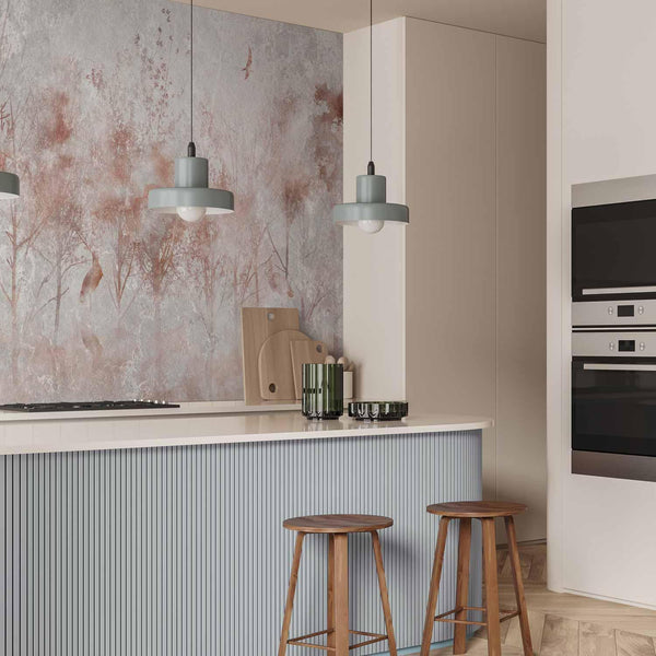 Carta da parati - Autumn landscape - abstract with trees and birds on a textured background