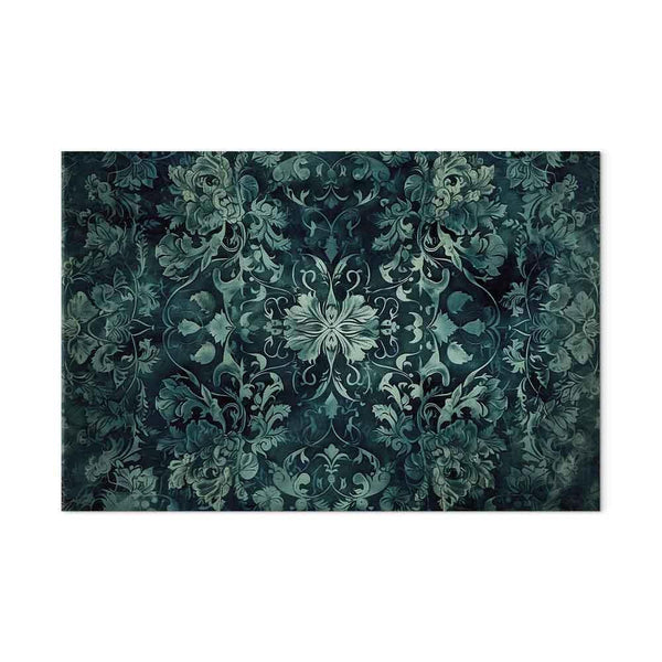 Quadro - Oriental Pattern Carpet: Emerald Ornaments and Worn Patterns