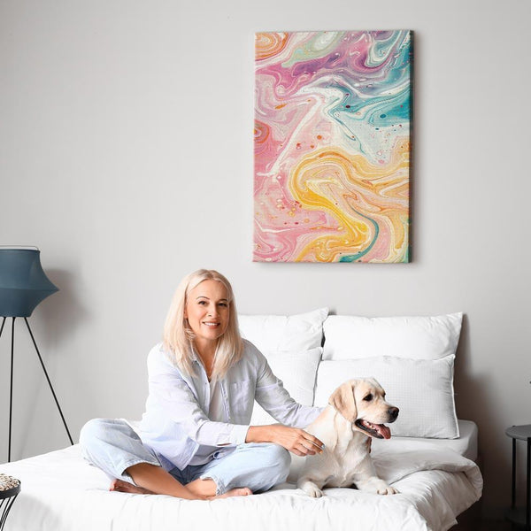 Quadro - Colorful Chaos - Dynamic Shapes in Shades of Pink Yellow and Blue