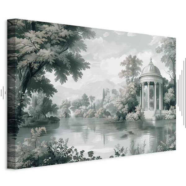 Quadro - View of the Park and Lake Retro Vintage Landscape in Greens
