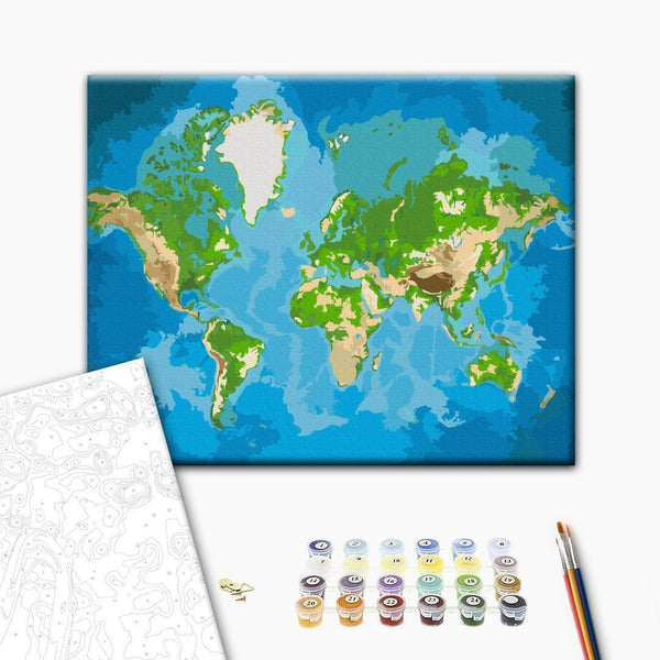 Quadro fai da te - World Map (Blue & Green)