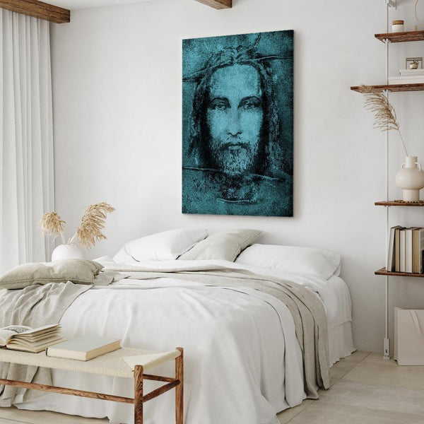 Quadro - Shroud of Turin in Turqoise (1 Part) Vertical