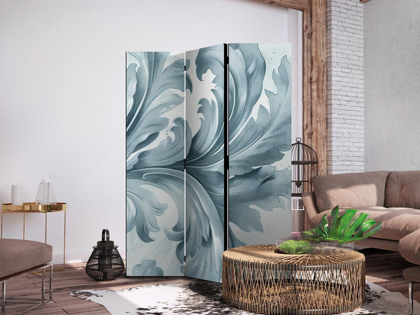 Paravento - Stone Baroque Ornaments in Light Shades of Gray and Blue