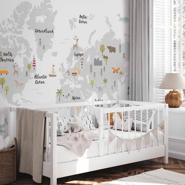 Carta da parati - Minimalist Map for Children's Room