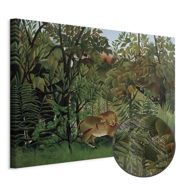 Quadro - Henri Rousseau – Le Lion ayant faim se jette sur l'Antilope