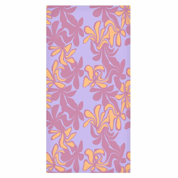 Tappezzeria murale - Exotic - Two-Tone Flowers - Flowers in purple and orange on a blue background