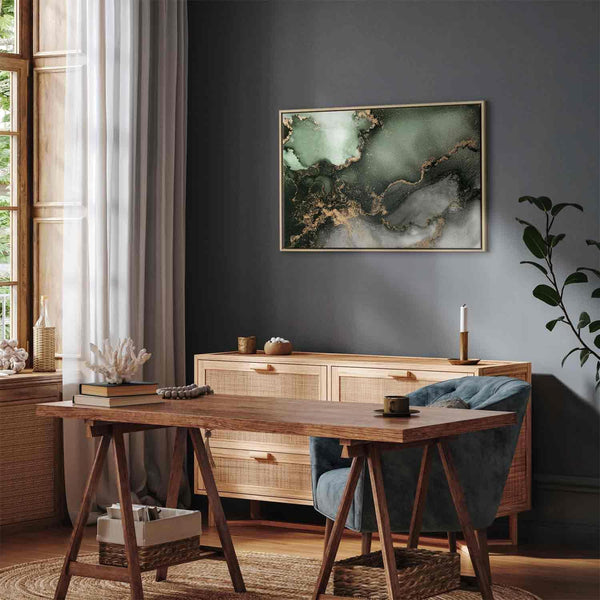 Quadro - Green watercolour - abstraction inspired by the structure of marble