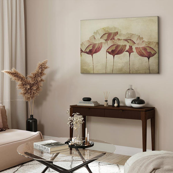 Quadro - Flowers in Beige (1 Part) Wide
