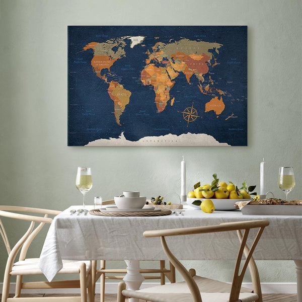 Quadro - World Map: Ink Oceans