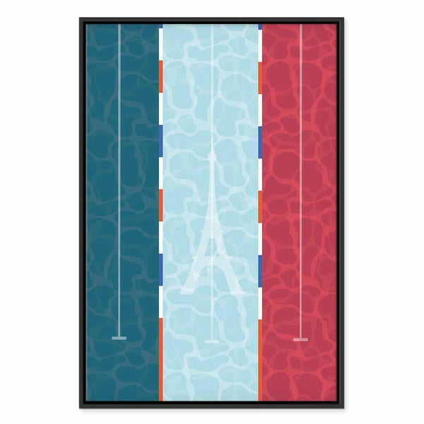 Quadro - Graphic Illustration of a Swimming Pool Against the Backdrop of the French Flag