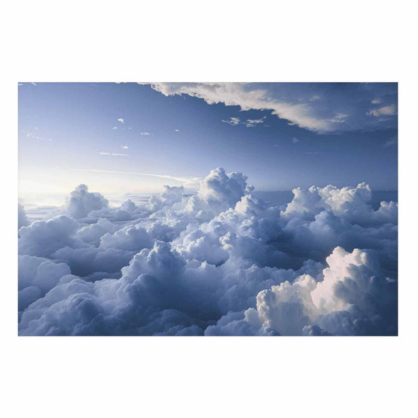 Poster - Aerial Landscapes: Sunbeams Illuminating Puffy Cloud Formations