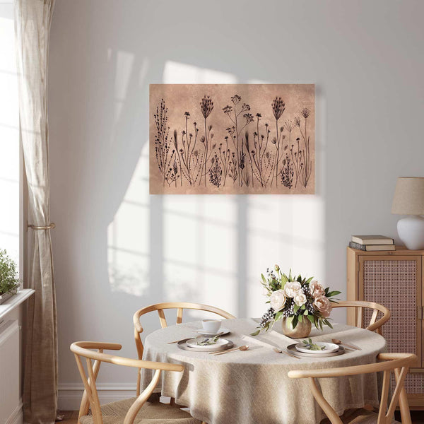 Quadro - Wildflowers – black plants on lime-wash background