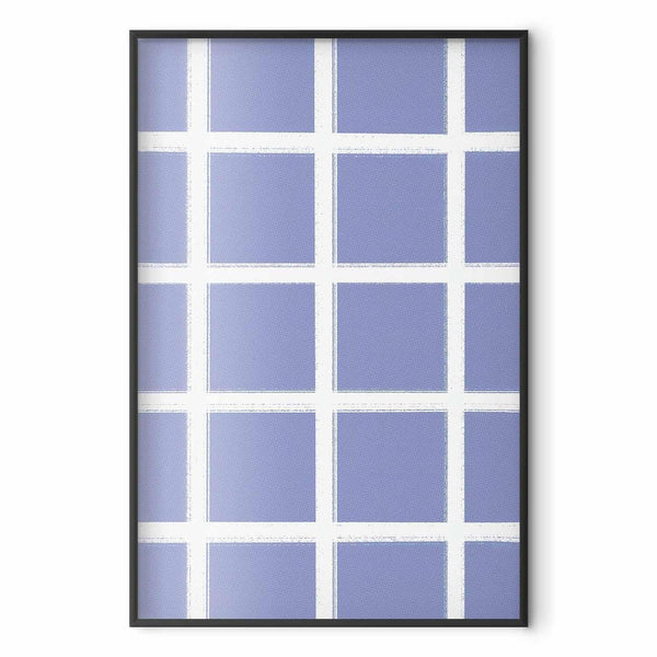 Poster - White Lines - a grid with large gaps on a blue background