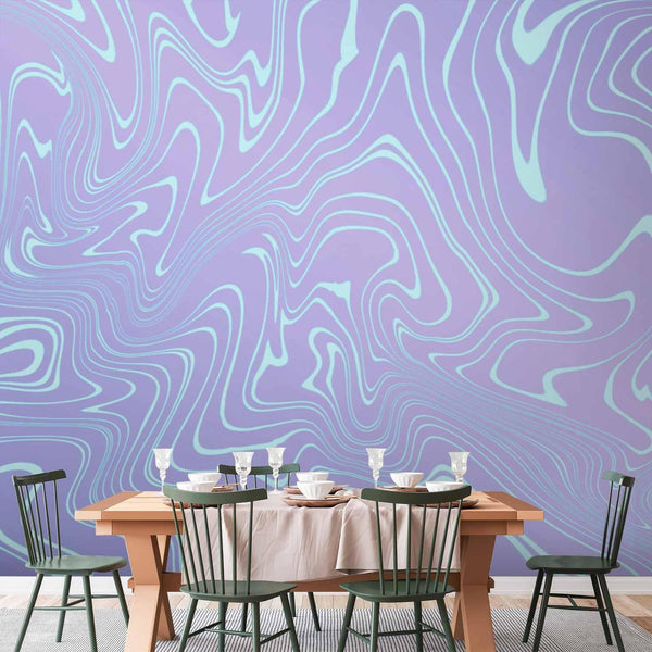 Carta da parati - Sea Abstraction - Intriguing Composition of Wavy Shapes in Shades of Blue