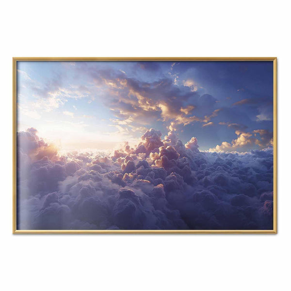 Poster - Sun in Hiding: The Golden Face of the Sky Over the Cloudy Sea