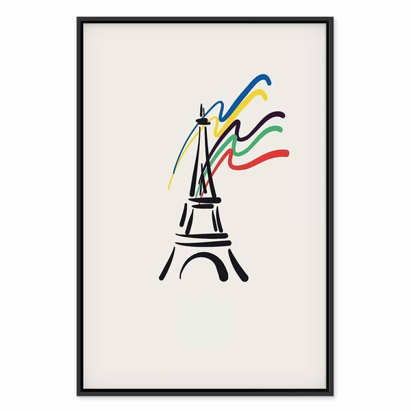 Quadro - Eiffel Tower and Colorful Ribbons