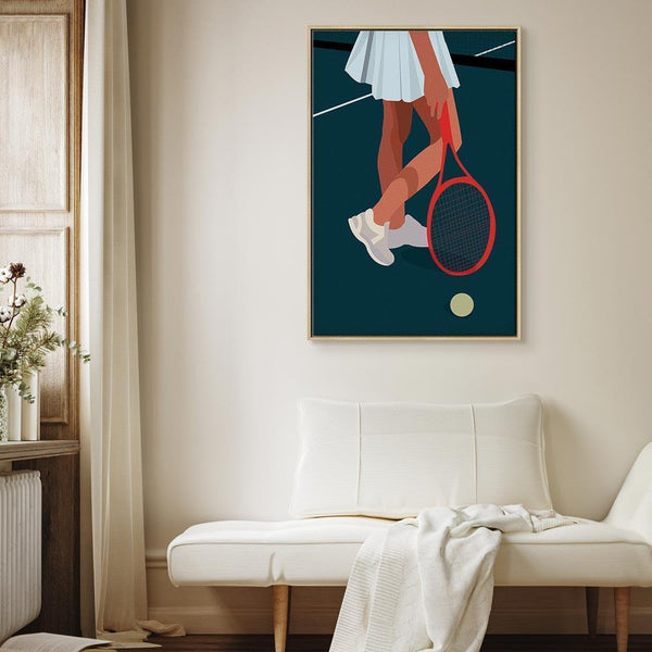 Quadro - Female Tennis Player With a Red Racket on the Court - Graphics