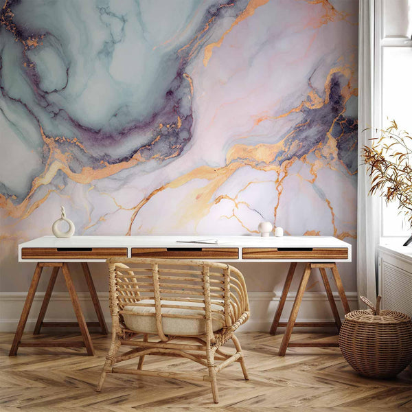 Carta da parati - Pastel Stones - Pink and Blue Marble-based Structures