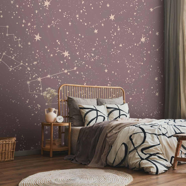 Carta da parati - Night Sky - Artistic Constellations and Stars in Pastel Shades