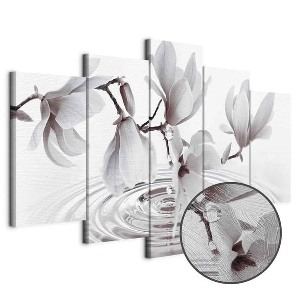 Quadro - Magnolias over Water (5 Parts) Wide Grey