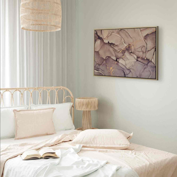 Quadro - Watercolour abstraction - powder pink marble with gold accents