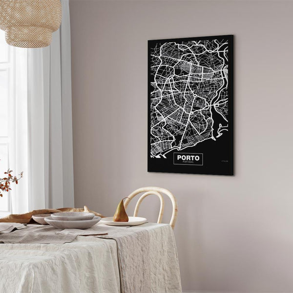 Quadro - Negative Map: Porto (1 Part) Vertical