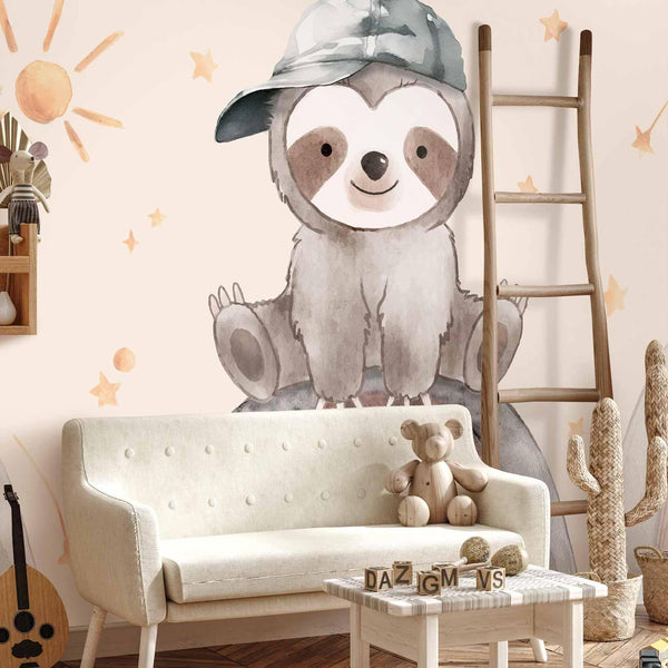 Carta da parati - Little Sloth Among Stars and Rainbows