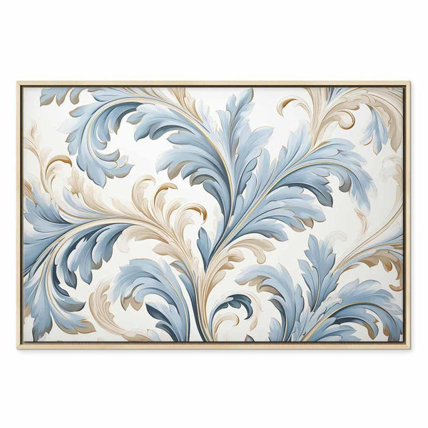 Quadro - Baroque Ornaments in Light Cream-Blue Hues