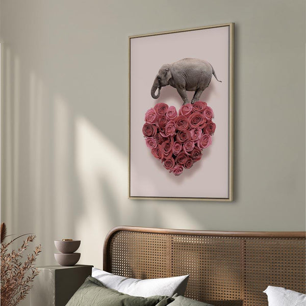 Quadro - Elephant Lover (1-part) - Elephant Amid Pink Flowers