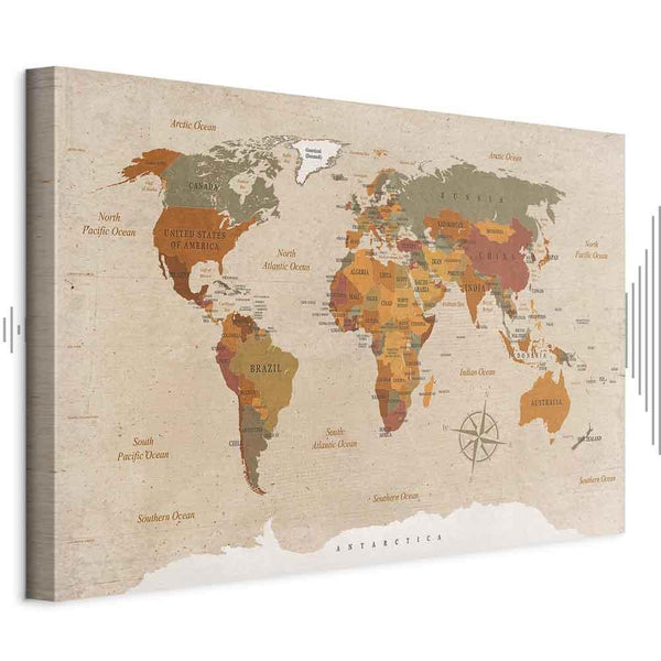 Quadro - World Map: Beige Chic