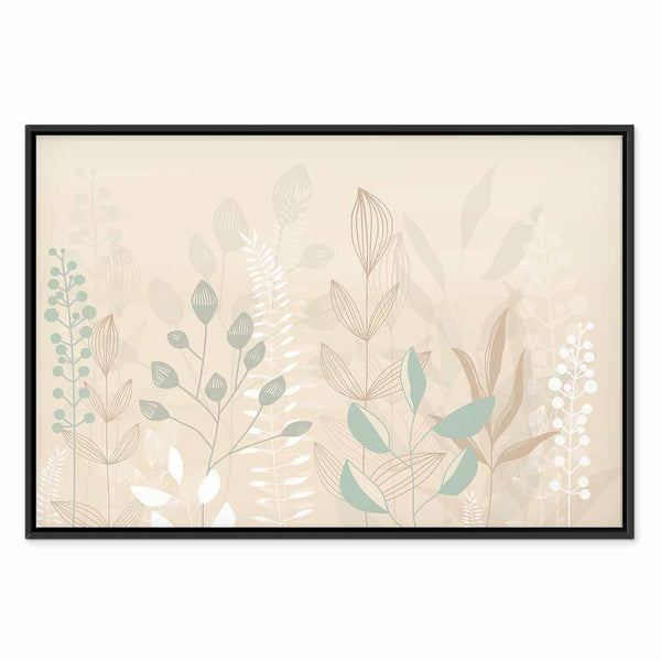 Quadro - Morning in the Meadow - Various Pastel Plants on a Beige Background