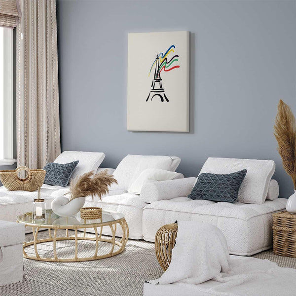 Quadro - Eiffel Tower and Colorful Ribbons