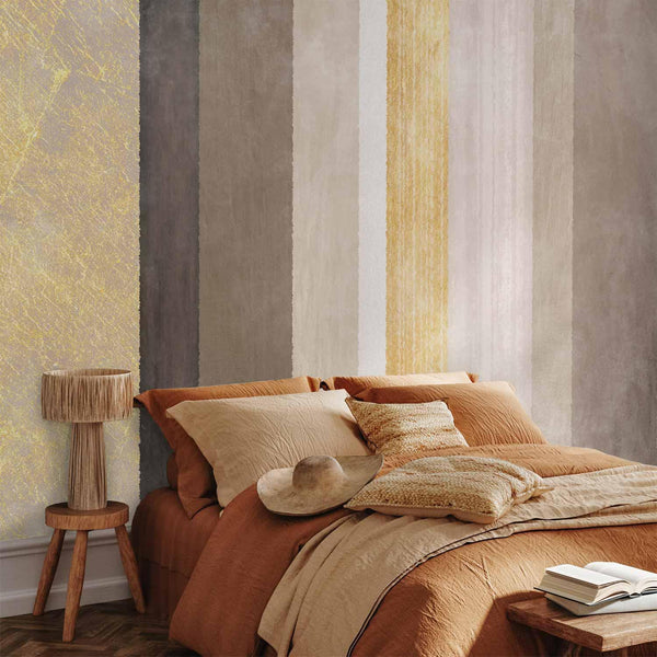 Carta da parati - Striped pattern - abstract background in various stripes with gold pattern