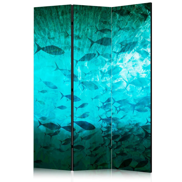 Paravento - Underwater Paradise - Numerous Shoal of Fish in a Beautiful Turquoise-Blue Depth Illuminated by Sunlight