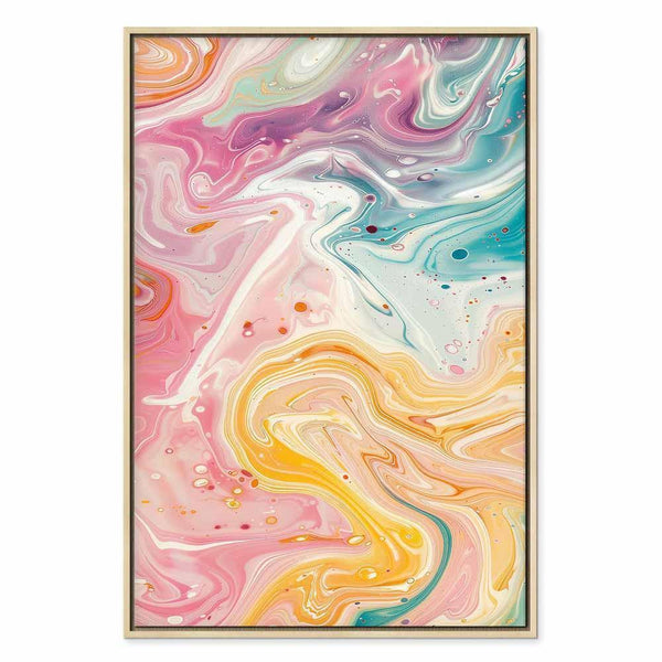 Quadro - Colorful Chaos - Dynamic Shapes in Shades of Pink Yellow and Blue