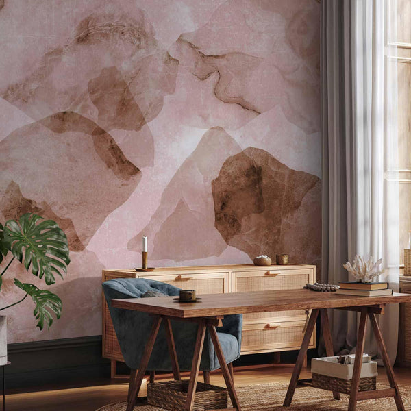 Carta da parati - Pink terrazzo - minimalist background in marble watercolour pattern