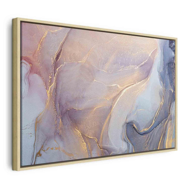 Quadro - Pink and blue marble - abstract watercolour with gold accents