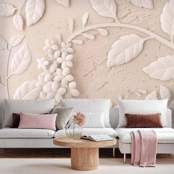 Carta da parati - Paper Flowers (Beige)