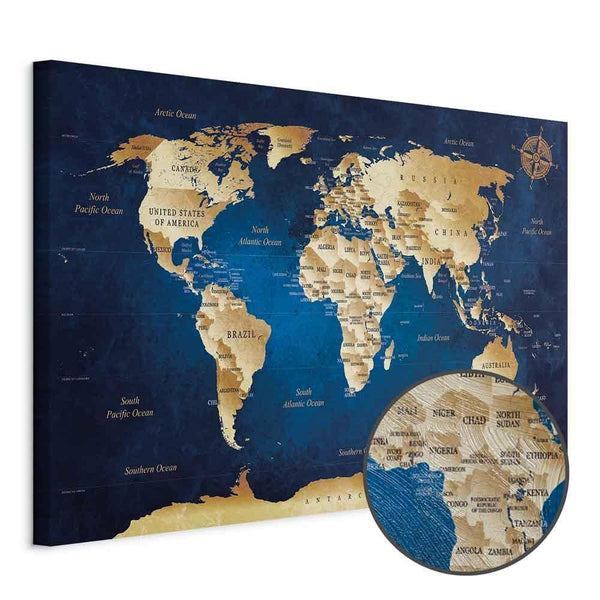 Quadro - World Map: The Dark Blue Depths