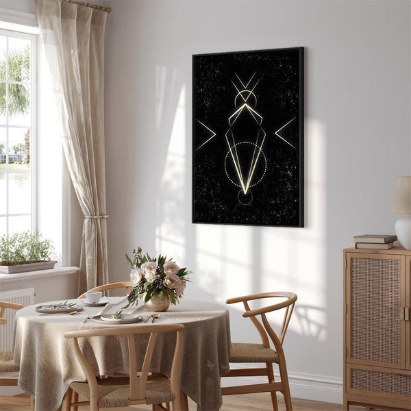 Quadro - Symmetry of Shapes (1-part) - Graphic Motif in Black Shade
