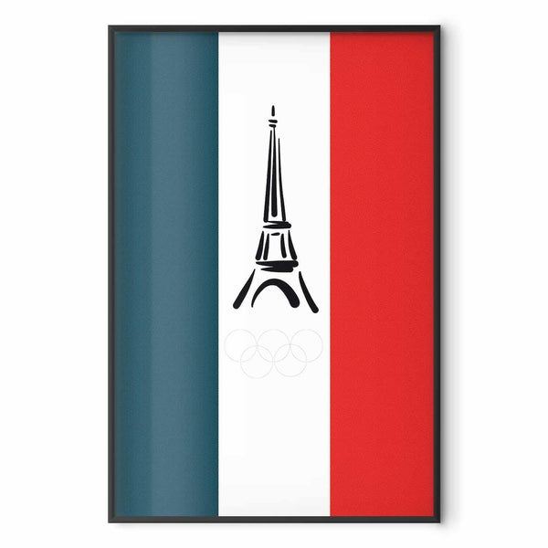 Poster - Graphic Eiffel Tower Against the French Flag